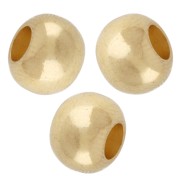 Flat round beads, 8x6 mm - large hole - Fine gold plated x5
