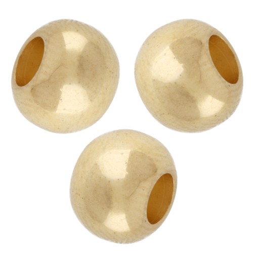 Flat round beads, 8x6 mm - large hole - Fine gold plated x5