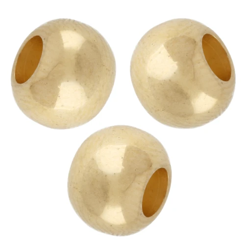 Flat round beads, 8x6 mm - large hole - Fine gold plated x5