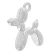 18x17mm Balloon dog charm - Antique fine silver plated x1