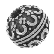 8mm 304L stainless steel Flattened round bead - flower pattern x1|raw }}