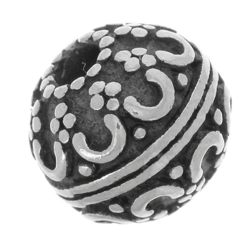 8mm 304L stainless steel Flattened round bead - flower pattern x1