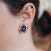 Ear clips for 14x10mm PureCrystal 4610 cabochon - Fine gold plated x2