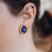 Ear clips for 14x10mm PureCrystal 4610 cabochon - Fine gold plated x2