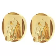 Ear clips for 14x10mm PureCrystal 4610 cabochon - Fine gold plated x2