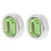 Ear clips for 14x10mm PureCrystal 4610 cabochon - Fine silver plated x2