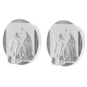 Ear clips for 14x10mm PureCrystal 4610 cabochon - Fine silver plated x2