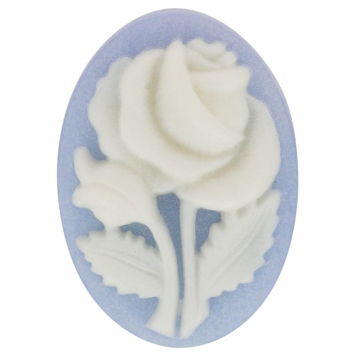 18x13mm Resin Cameo - Pink pattern - Sky blue x1