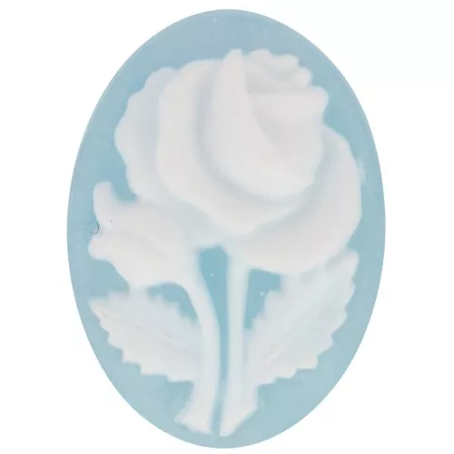 18x13mm Resin Cameo - pink pattern - Azure blue x1