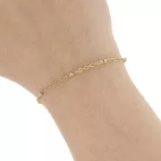 Trace mesh chain 2.7mm with flattened beads Stainless steel 304L Gold x99cm