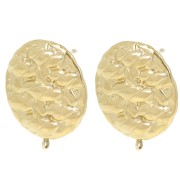 22mm Stainless steel 304L Round earstuds braided effect open ring - Gold x2