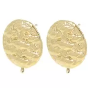 22mm Stainless steel 304L Round earstuds braided effect open ring - Gold x2