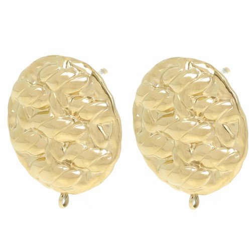 22mm Stainless steel 304L Round earstuds braided effect open ring - Gold x2