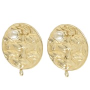 22mm Stainless steel 304L Round earstuds braided effect open ring - Gold x2