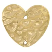 13x15mm 304L stainless steel Hammered heart spacers - gold x2