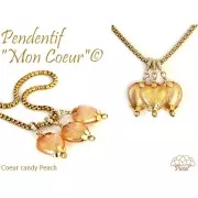 16x15mm Glass heart bead - Candy Orange x1