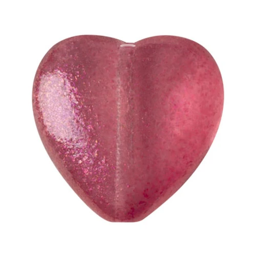 16x15mm Glass heart bead - Candy Raspberry x1