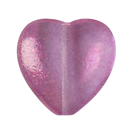 16x15mm Glass heart bead - Candy Rose x1