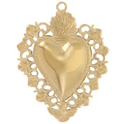 32x25mm 304L Stainless Steel Ex-Voto Heart Pendant - Gold x1|raw }}