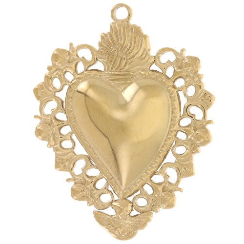 32x25mm 304L Stainless Steel Ex-Voto Heart Pendant - Gold x1