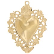 32x25mm 304L Stainless Steel Ex-Voto Heart Pendant - Gold x1