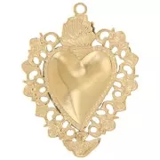 32x25mm 304L Stainless Steel Ex-Voto Heart Pendant - Gold x1