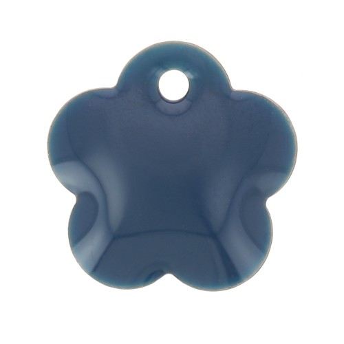 Metal and epoxy resin flower sequin 10 mm - Petroleum x10