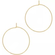 30mm 304L stainless steel fine hoop earrings - 0.7 mm wire - Gold x2