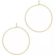 30mm 304L stainless steel fine hoop earrings - 0.7 mm wire - Gold x2