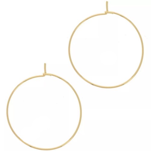 30mm 304L stainless steel fine hoop earrings - 0.7 mm wire - Gold x2