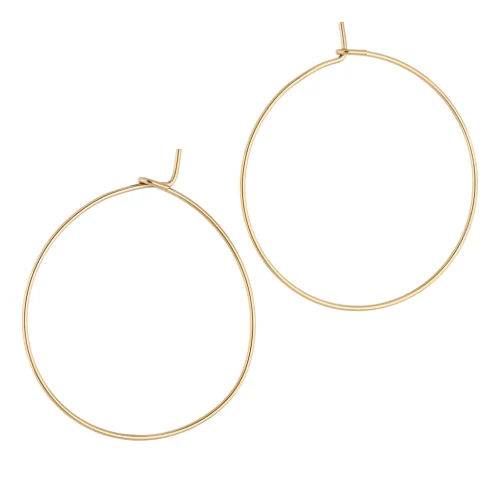 Delicate 30 mm hoop earrings for decorating - 0.7 mm wire - Gold-plated 316L stainless steel (2 pairs)
