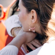 30mm 304L stainless steel fine hoop earrings - 0.7 mm wire - Gold x2