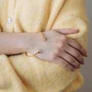 185mm Stainless steel 304L Bangle bracelet for 8mm cabochon - Gold x1