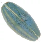 40x20mm striped pattern Ceramic olive bead - Blue - Beige - Mottled brown x1