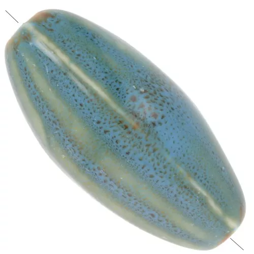 40x20mm striped pattern Ceramic olive bead - Blue - Beige - Mottled brown x1