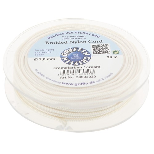 2mm Jade thread - European braided nylon thread Griffin - Cream x20m