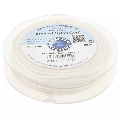 2mm Jade thread - European braided nylon thread Griffin - Cream x20m