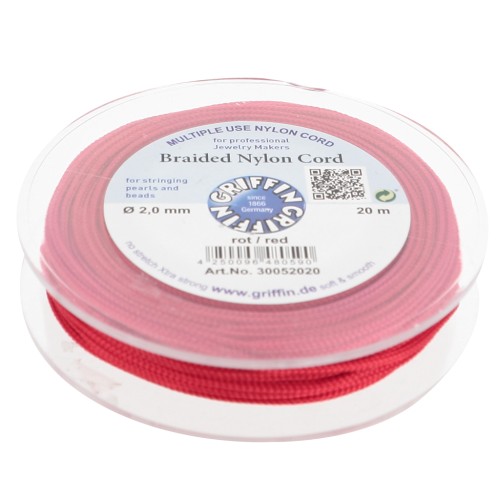 2mm Jade thread - European braided nylon thread Griffin - Red x20m