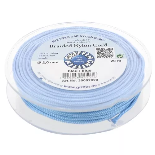 2mm Jade thread - European braided nylon thread Griffin - Blue x20m