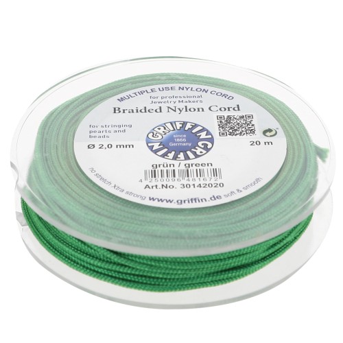 2mm Jade thread - European braided nylon thread Griffin - Green x20m