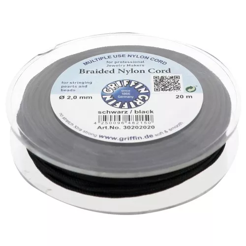 2mm Jade thread - European braided nylon thread Griffin - Black x20m