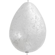 24x18mm CCB striated plastic bead drop - Silver Tone x1