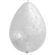 24x18mm CCB striated plastic bead drop - Silver Tone x1