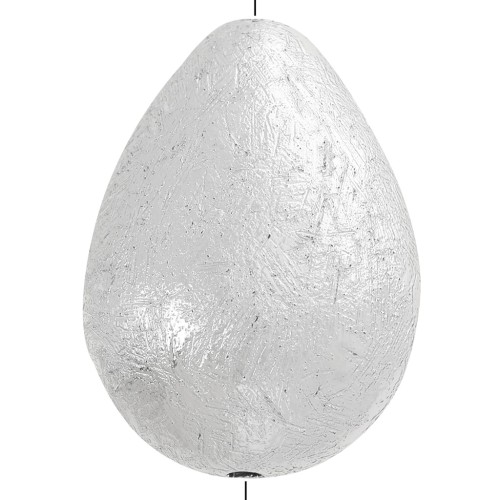 24x18mm CCB striated plastic bead drop - Silver Tone x1