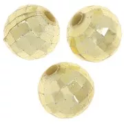 9mm Round faceted beads - acrylic faceted balls - Gold Tone x10