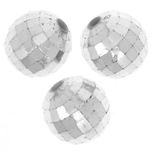 12mm Round faceted beads - acrylic faceted balls - Silver Tone x8