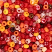 Preciosa Seed Beads 8/0 3 mm - Orange and Red Mix x 20 g