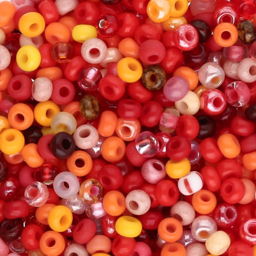 Preciosa Seed Beads 8/0 3 mm - Orange and Red Mix x 20 g