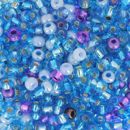 Preciosa Seed beads 8/0 3 mm - Mix Blue - Purple x20g