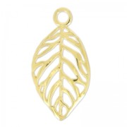 Leaf pendant 30x16 mm fine Gold plated x1